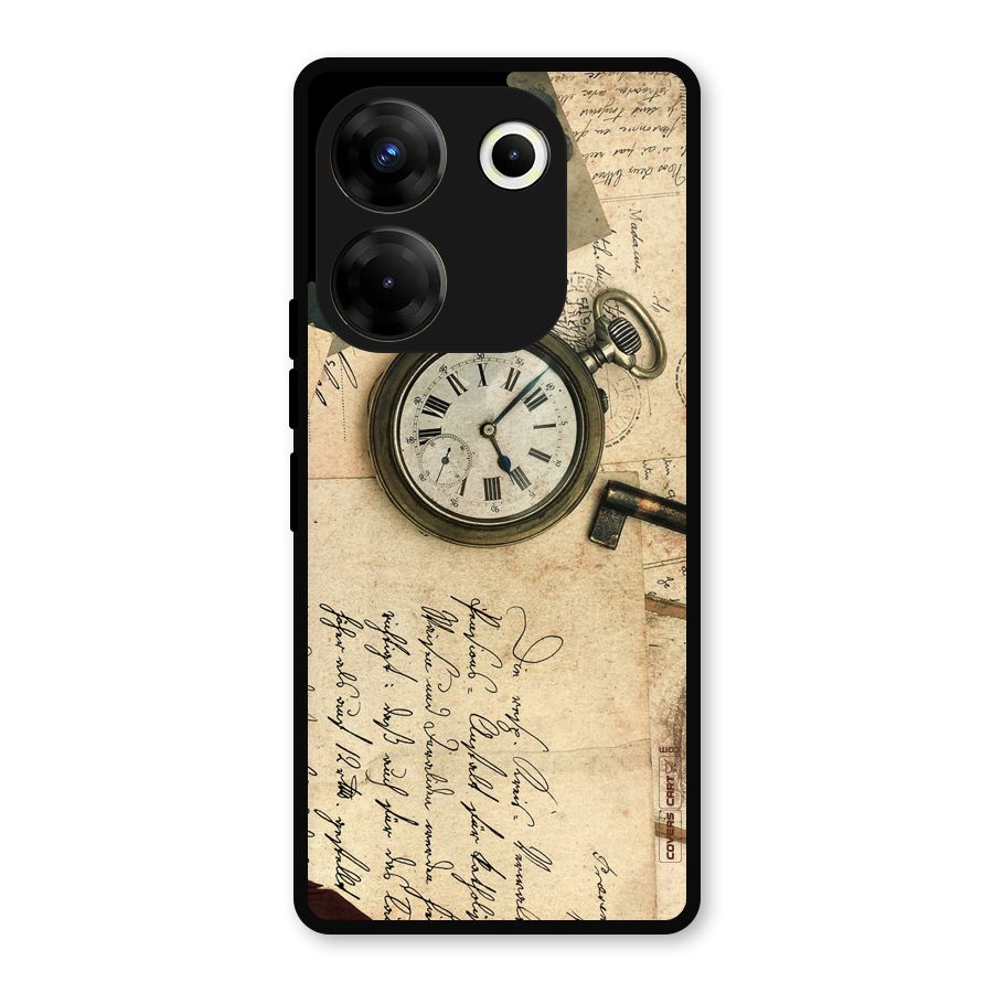 Vintage Key And Compass Metal Back Case for Tecno Camon 20