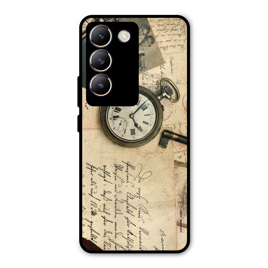Vintage Key And Compass Metal Back Case for Vivo T3 5G