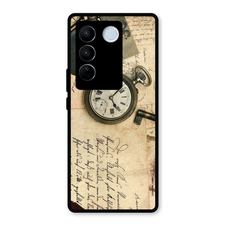 Vintage Key And Compass Metal Back Case for Vivo V27