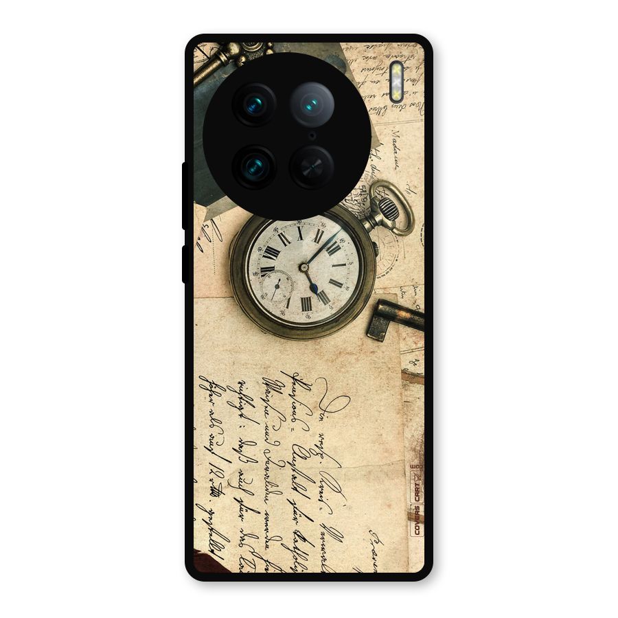 Vintage Key And Compass Metal Back Case for Vivo X90 Pro