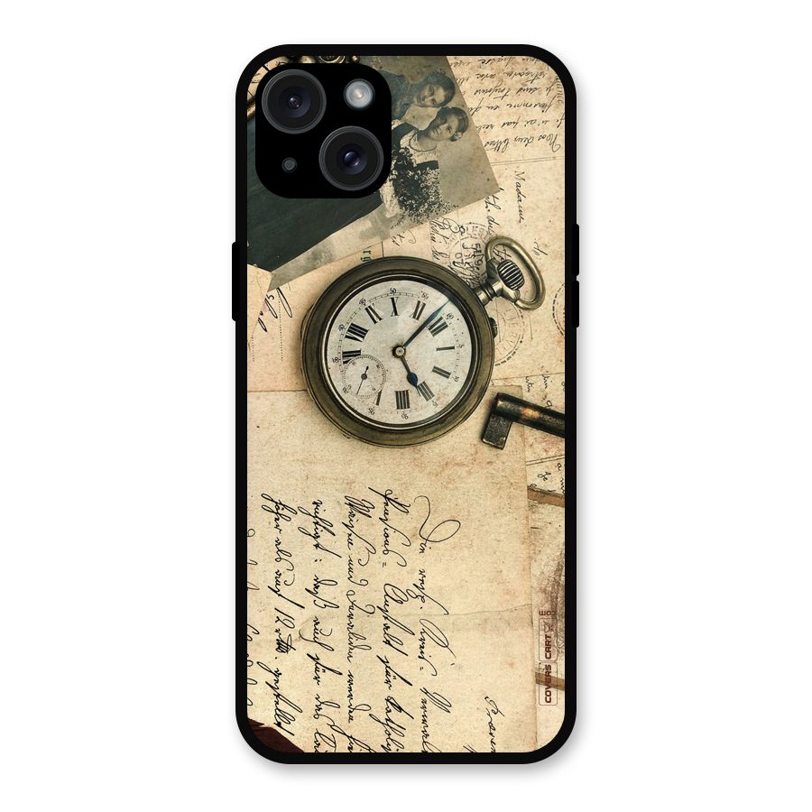 Vintage Key And Compass Metal Back Case for iPhone 15 Plus