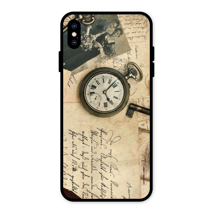Vintage Key And Compass Metal Back Case for iPhone XS Max