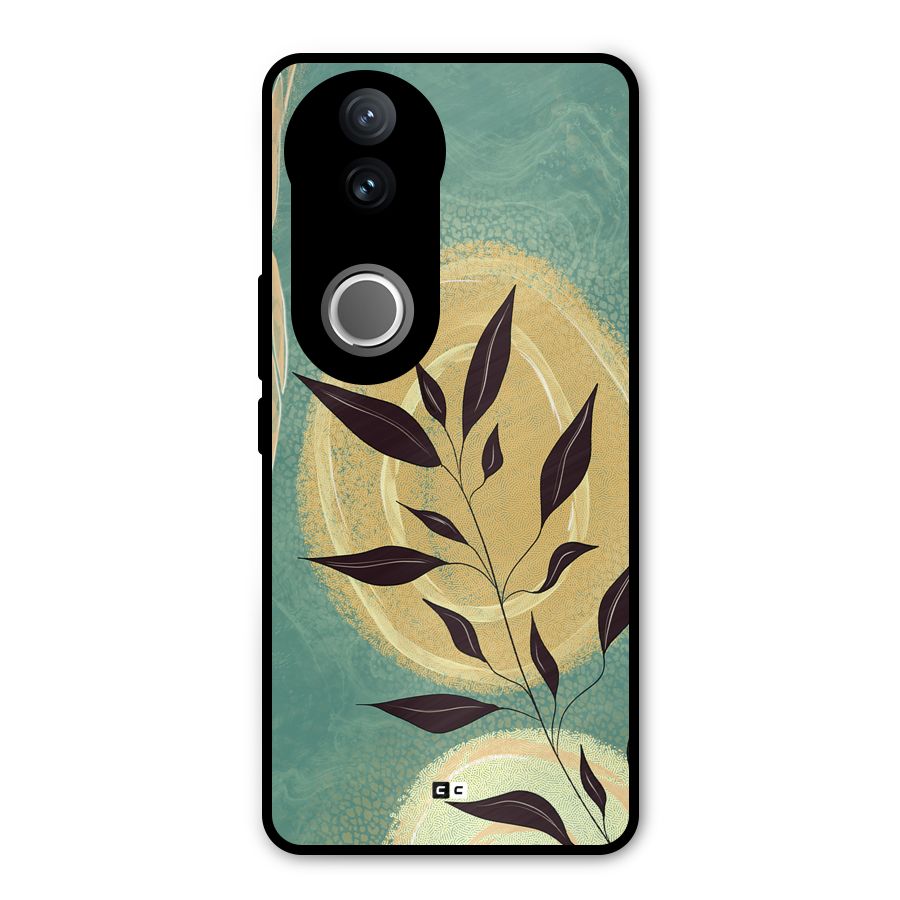 Vintage Leaf Art Metal Back Case for Vivo V50e