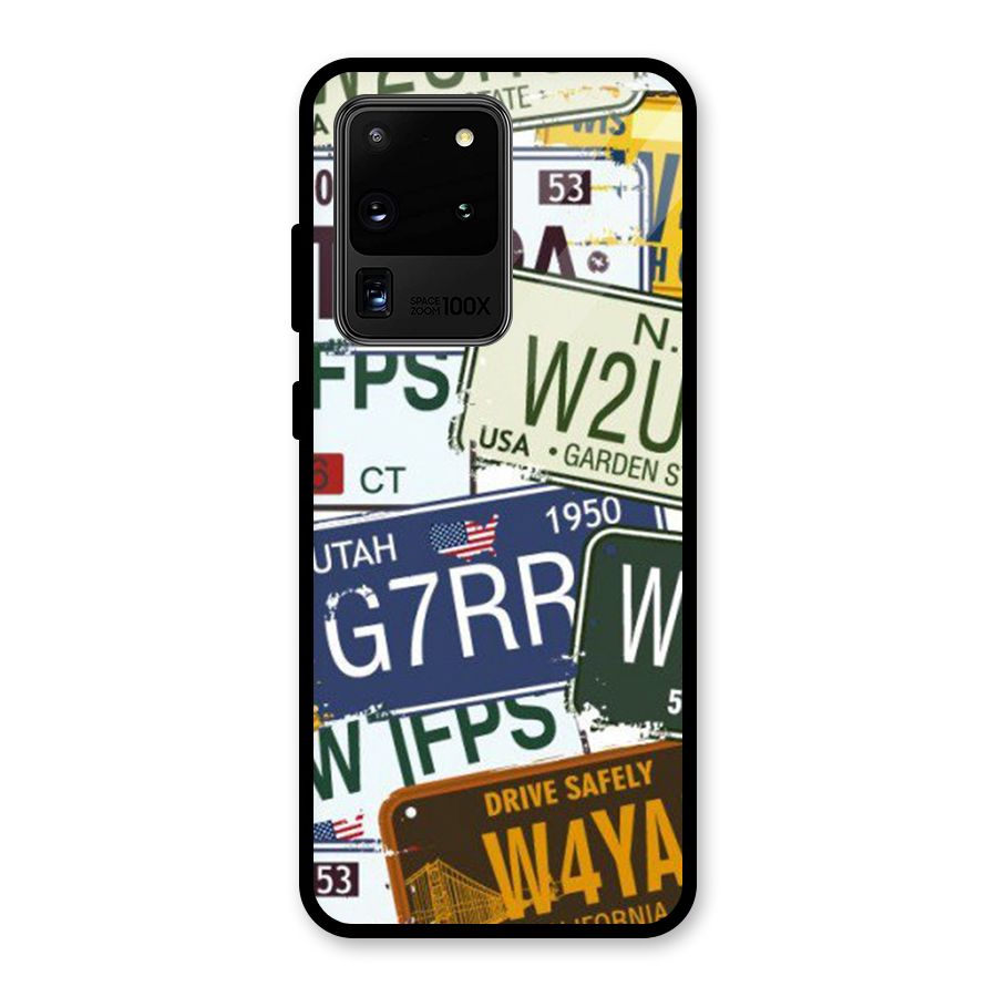 Vintage License Plates Glass Back Case for Galaxy S20 Ultra