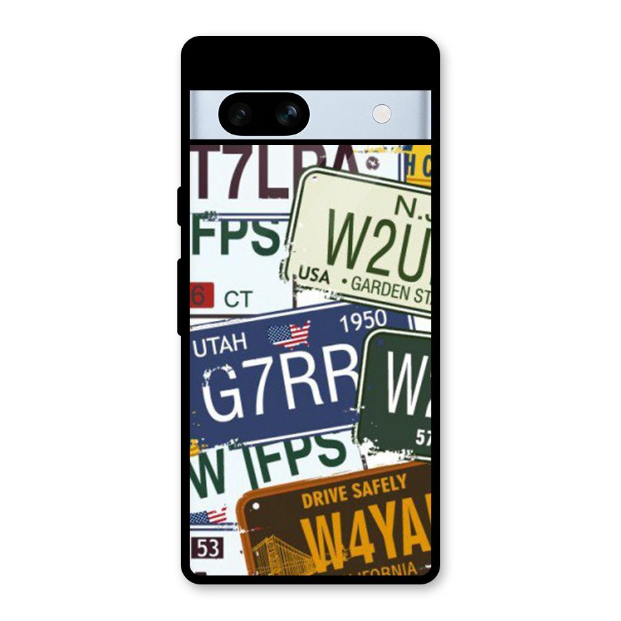 Vintage License Plates Glass Back Case for Google Pixel 7a