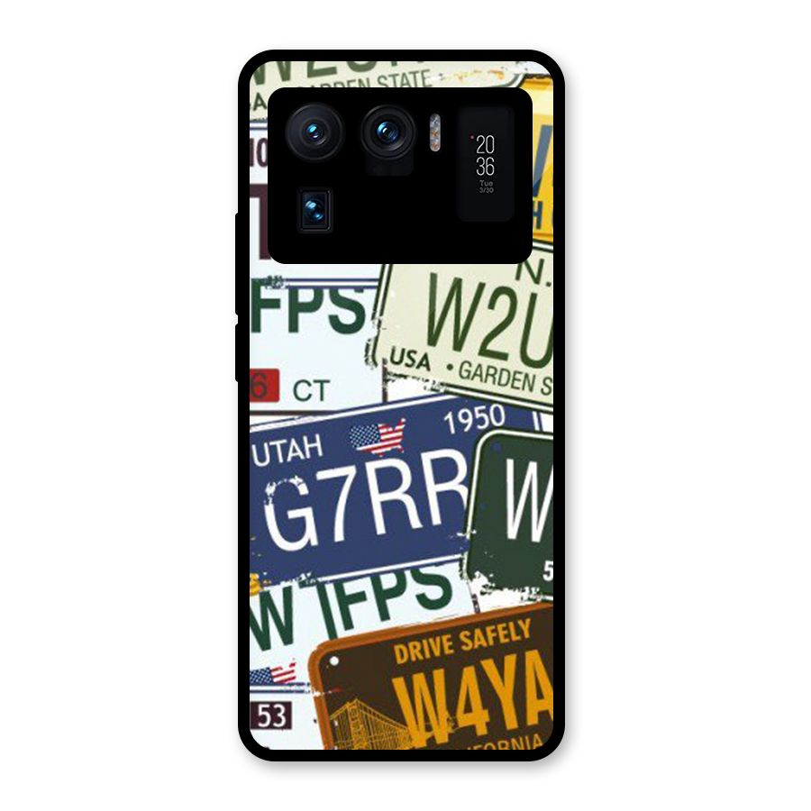 Vintage License Plates Glass Back Case for Mi 11 Ultra