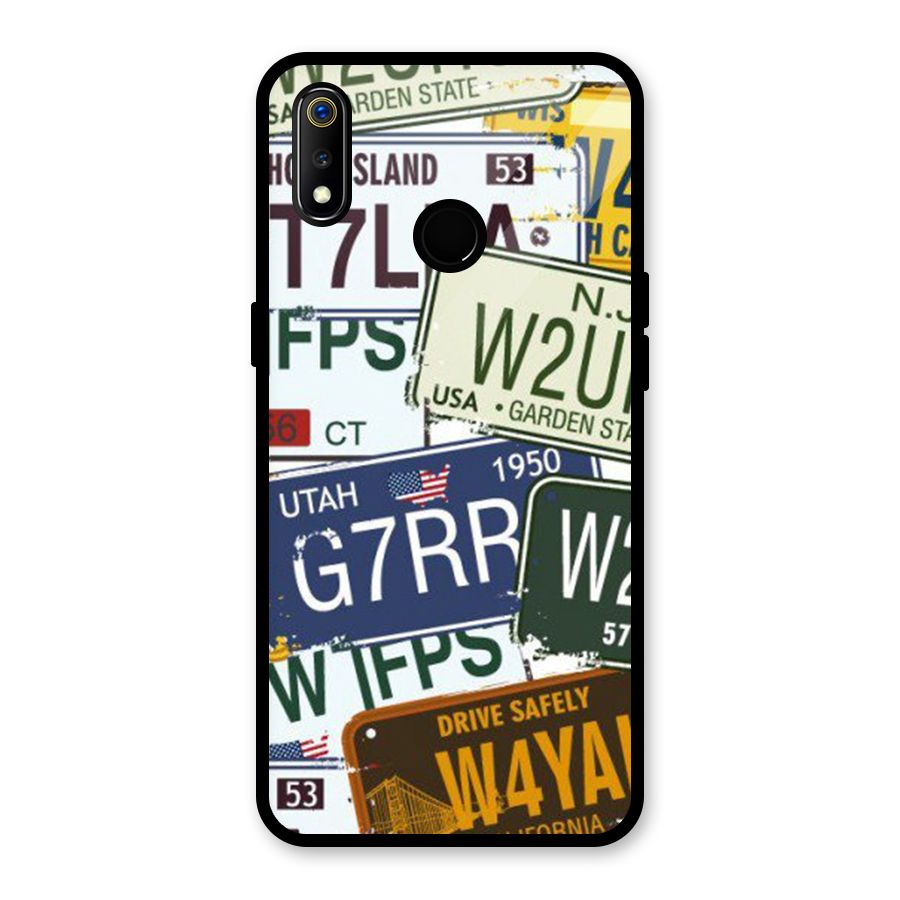 Vintage License Plates Glass Back Case for Realme 3i