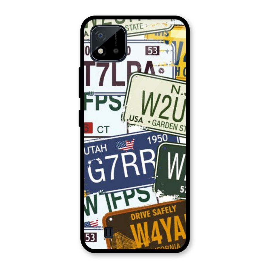 Vintage License Plates Glass Back Case for Realme C11 2021