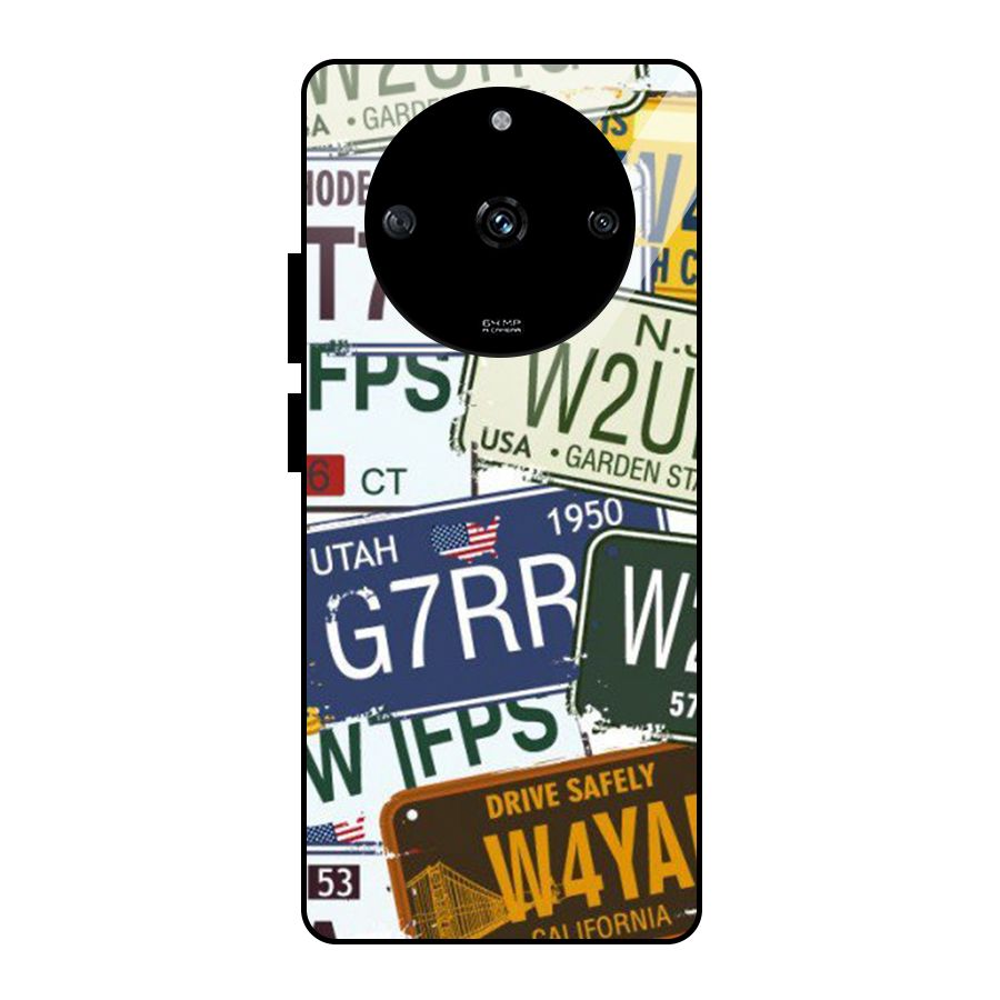 Vintage License Plates Glass Back Case for Realme Narzo 60 5G