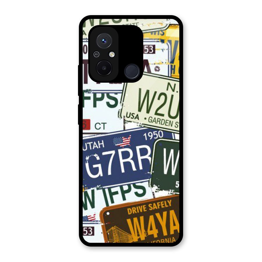 Vintage License Plates Glass Back Case for Redmi 12C