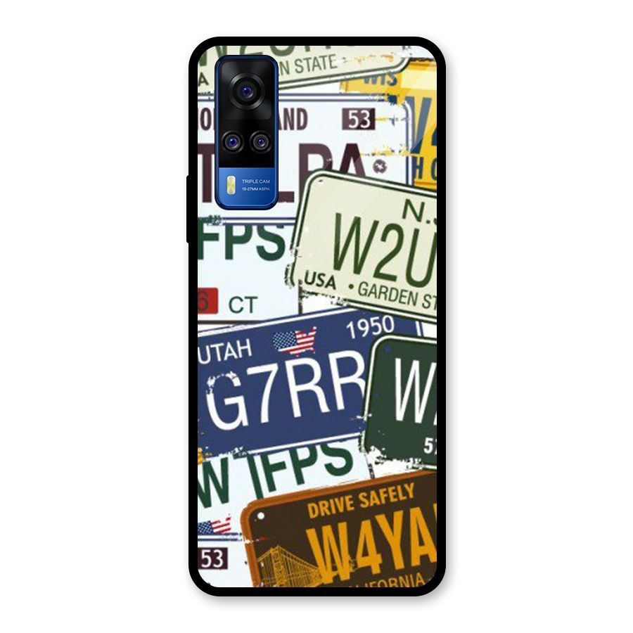 Vintage License Plates Glass Back Case for Vivo Y31