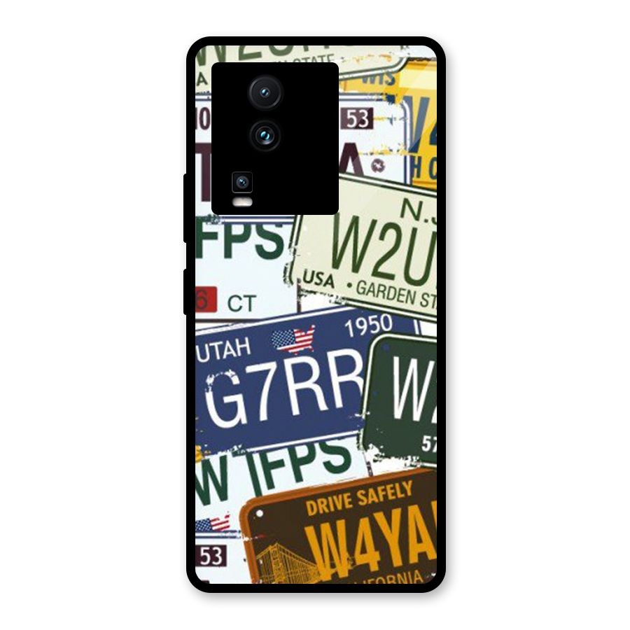 Vintage License Plates Glass Back Case for Vivo iQOO Neo 7 Pro