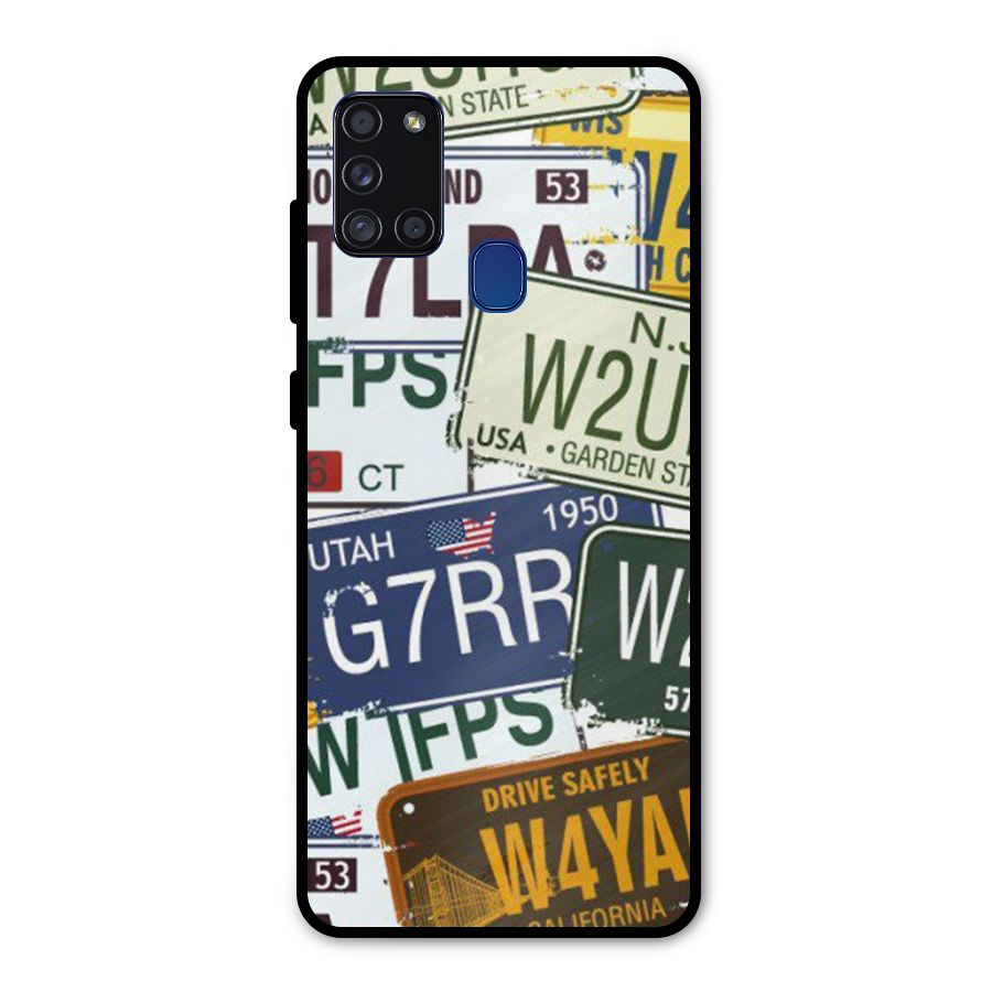 Vintage License Plates Metal Back Case for Galaxy A21s