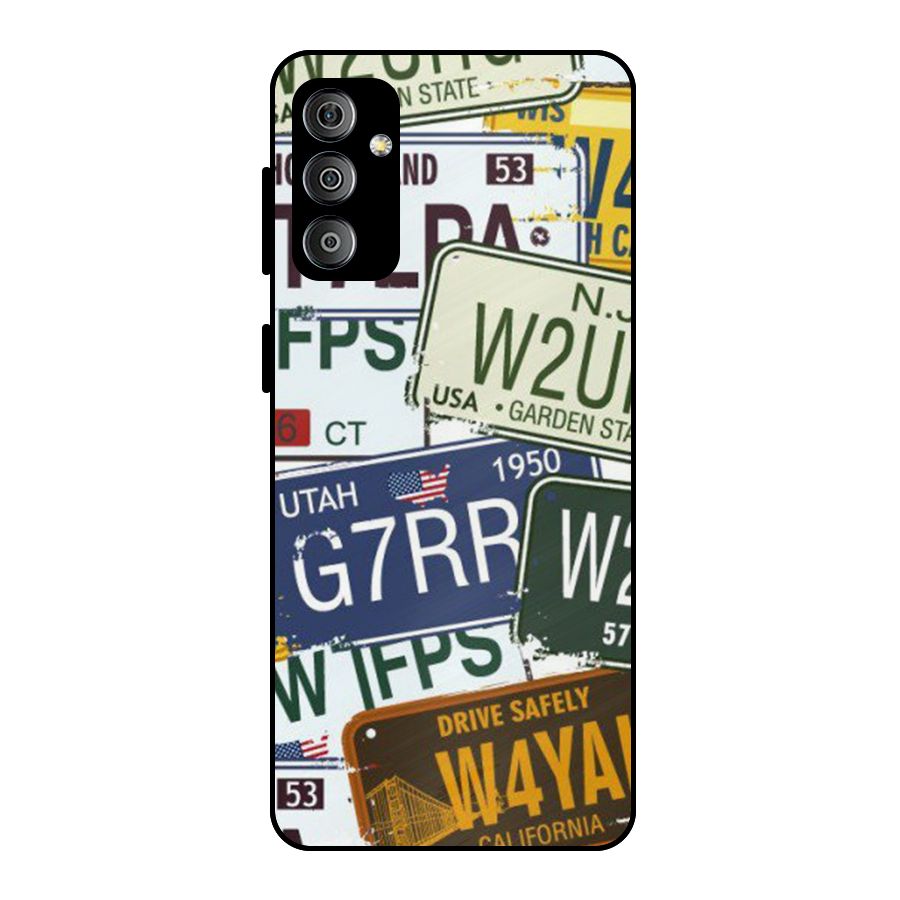 Vintage License Plates Metal Back Case for Galaxy F23