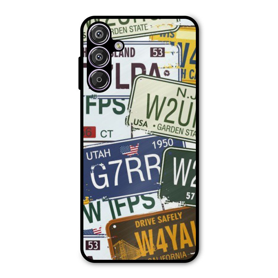 Vintage License Plates Metal Back Case for Galaxy M15