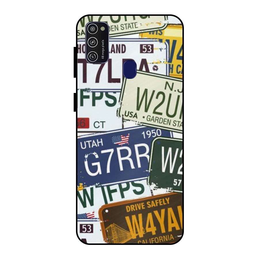Vintage License Plates Metal Back Case for Galaxy M21