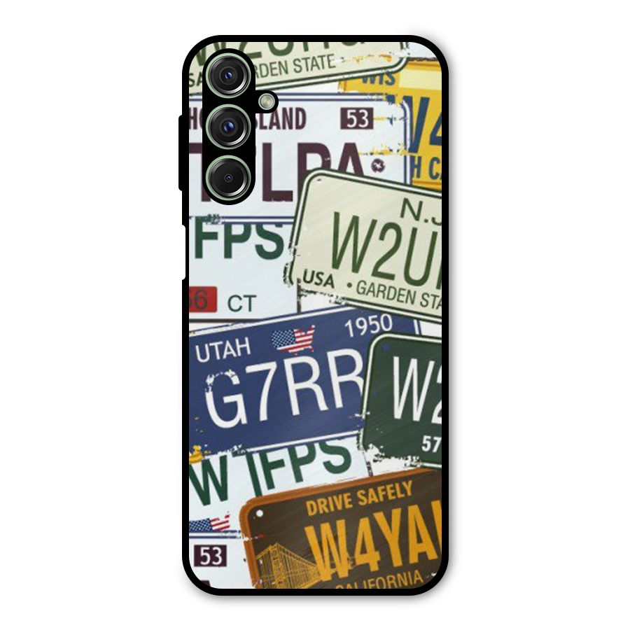 Vintage License Plates Metal Back Case for Galaxy M34