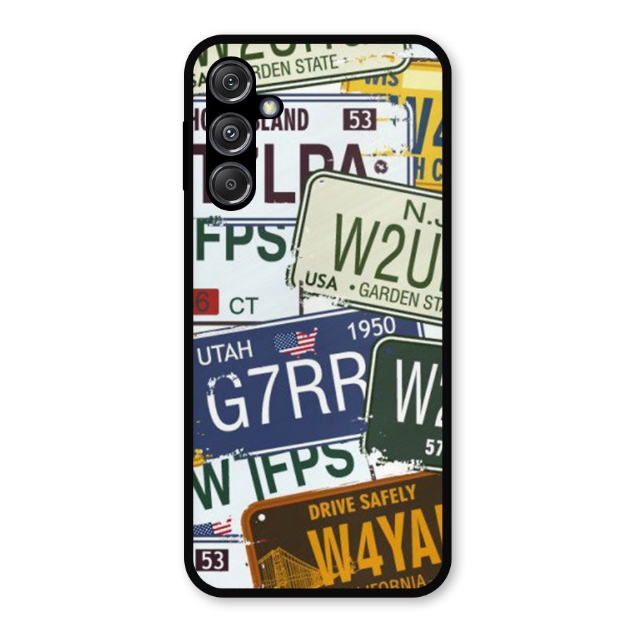 Vintage License Plates Metal Back Case for Galaxy M34 5G