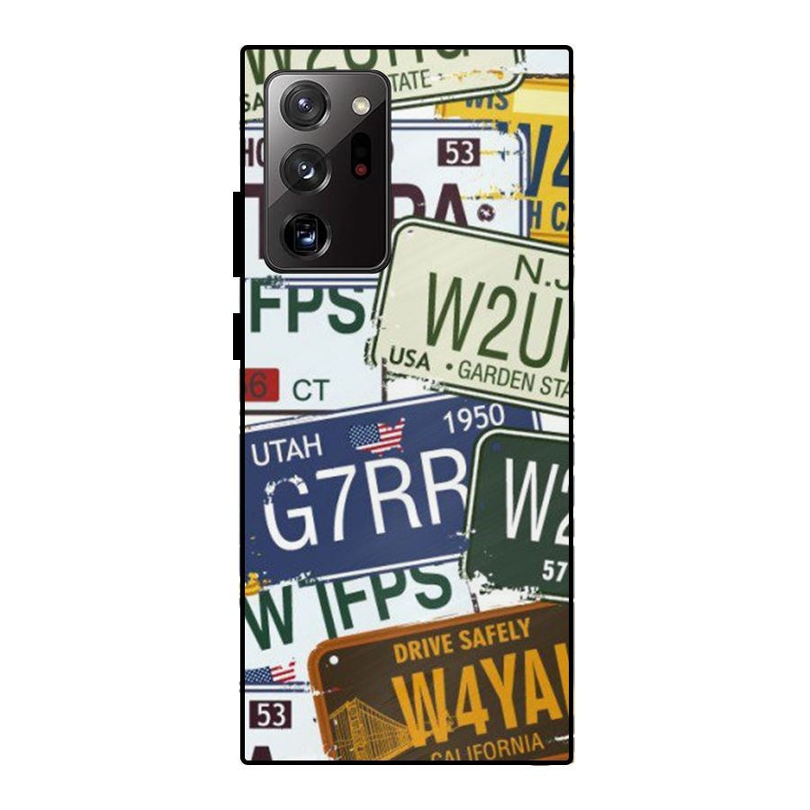 Vintage License Plates Metal Back Case for Galaxy Note 20 Ultra