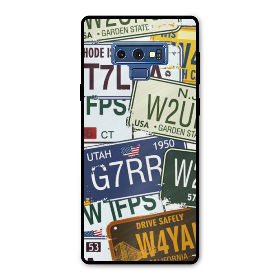 Vintage License Plates Metal Back Case for Galaxy Note 9