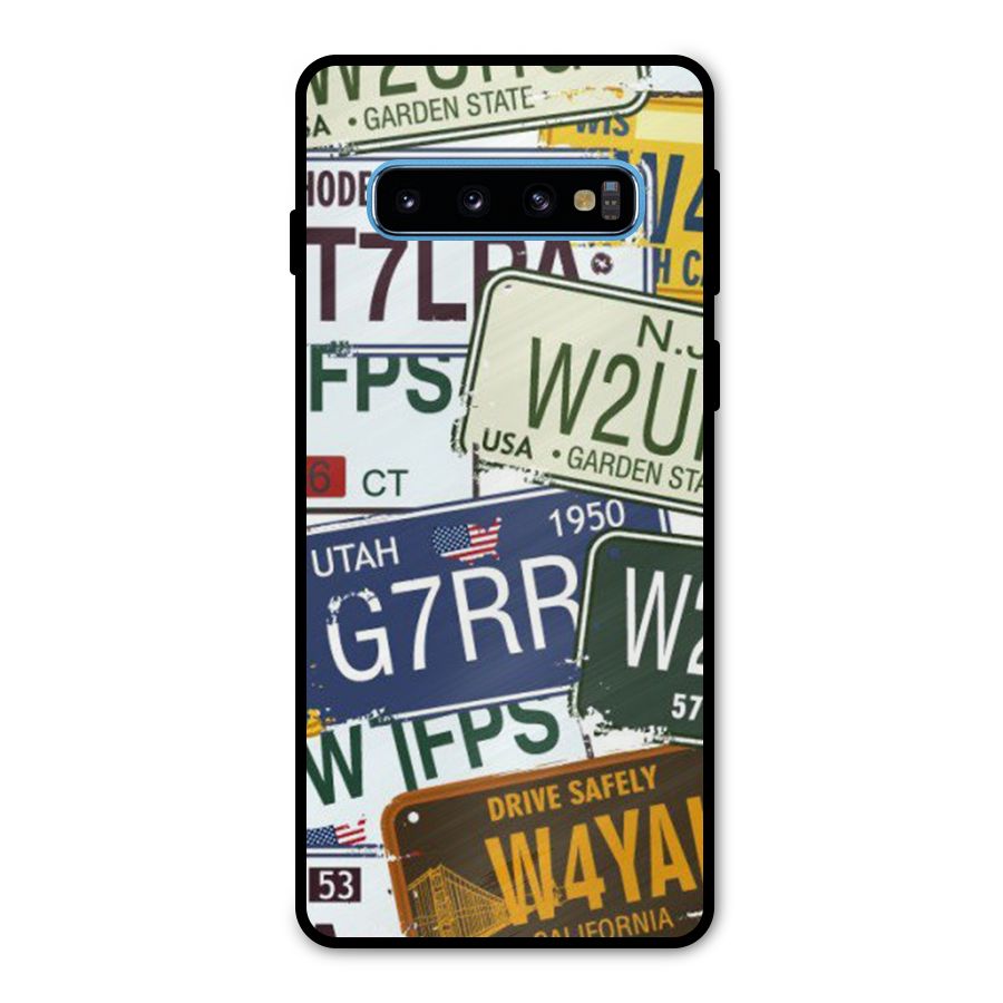 Vintage License Plates Metal Back Case for Galaxy S10