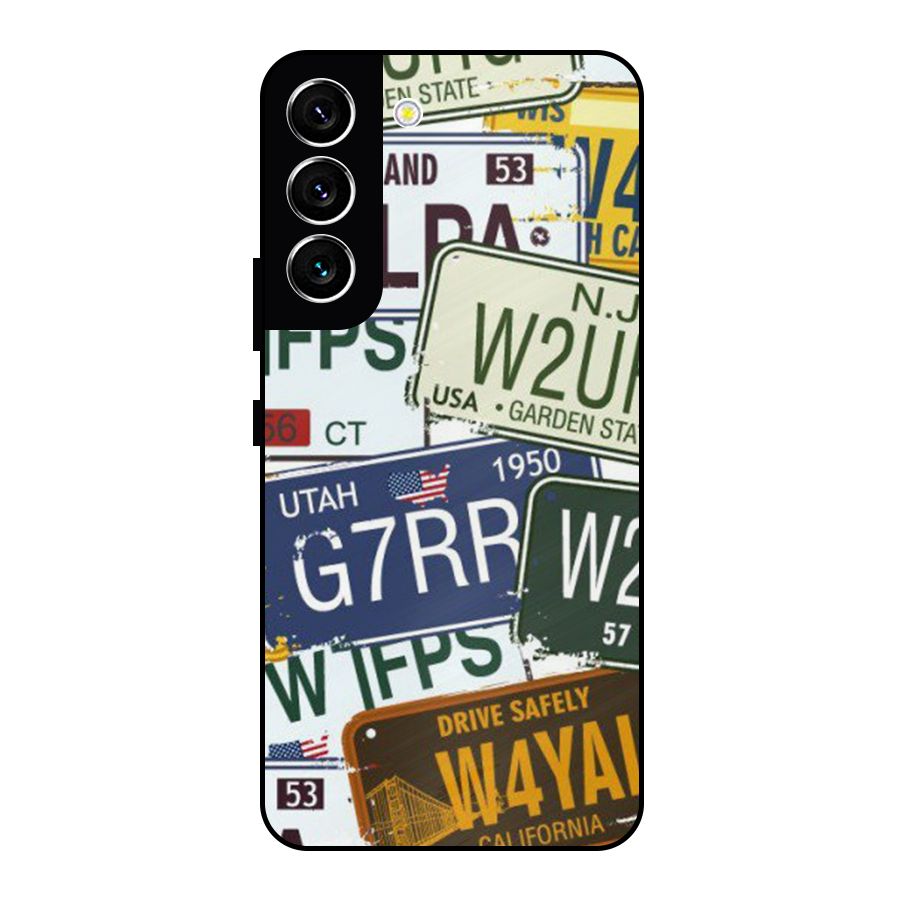 Vintage License Plates Metal Back Case for Galaxy S22 5G