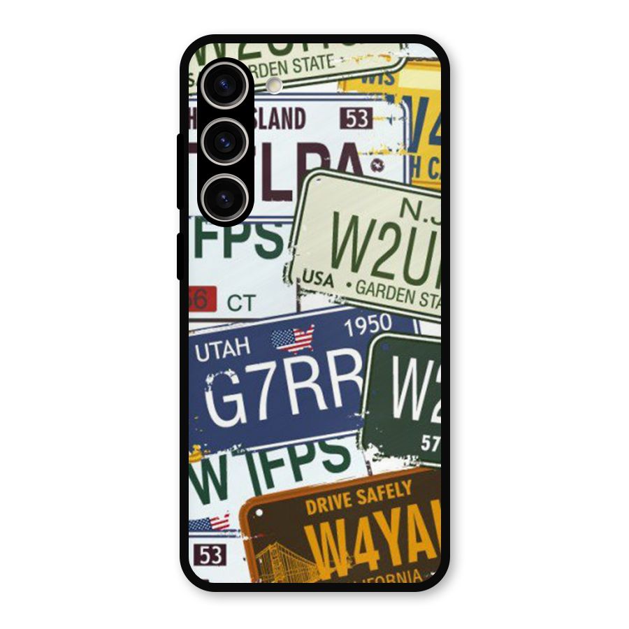 Vintage License Plates Metal Back Case for Galaxy S23 Plus