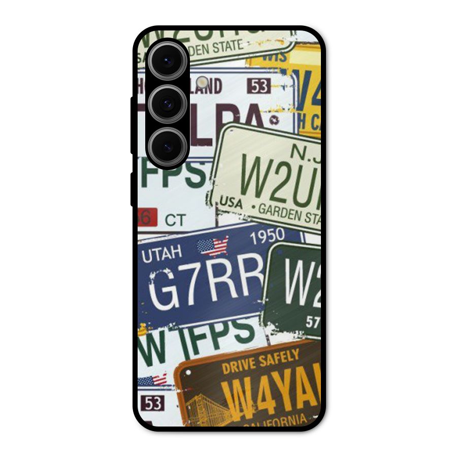 Vintage License Plates Metal Back Case for Galaxy S24 FE