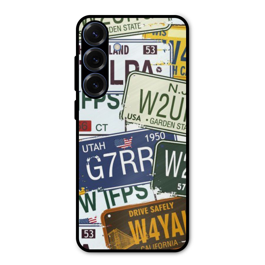 Vintage License Plates Metal Back Case for Galaxy S25 Plus