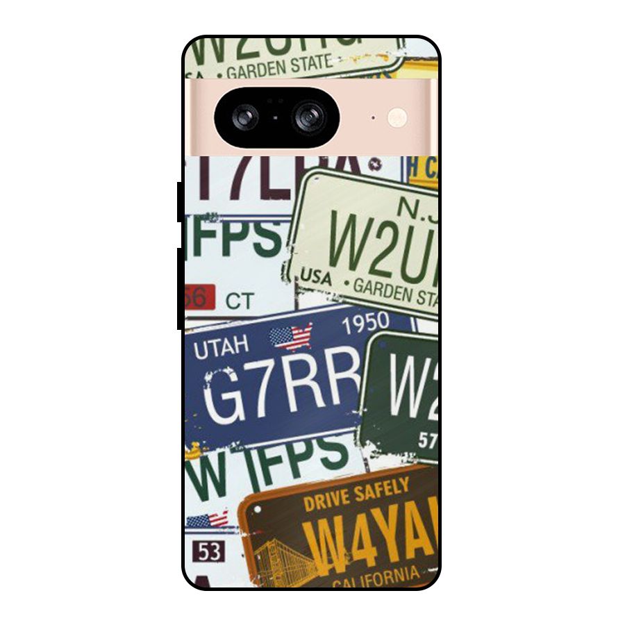 Vintage License Plates Metal Back Case for Google Pixel 8