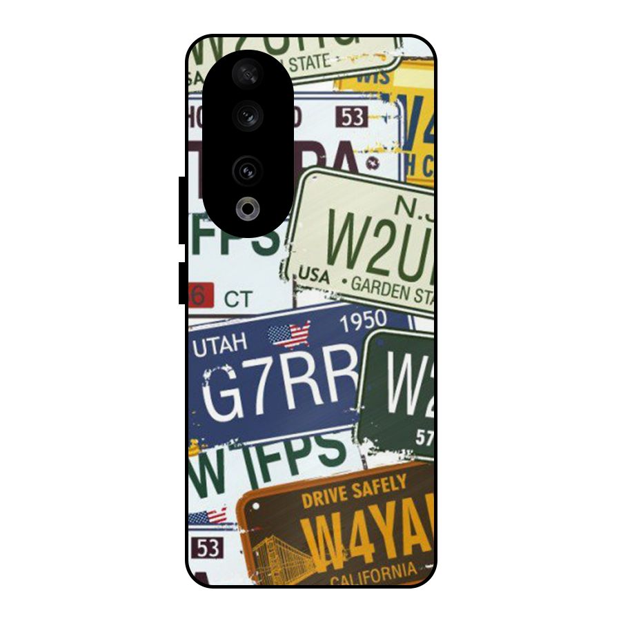 Vintage License Plates Metal Back Case for Honor 90