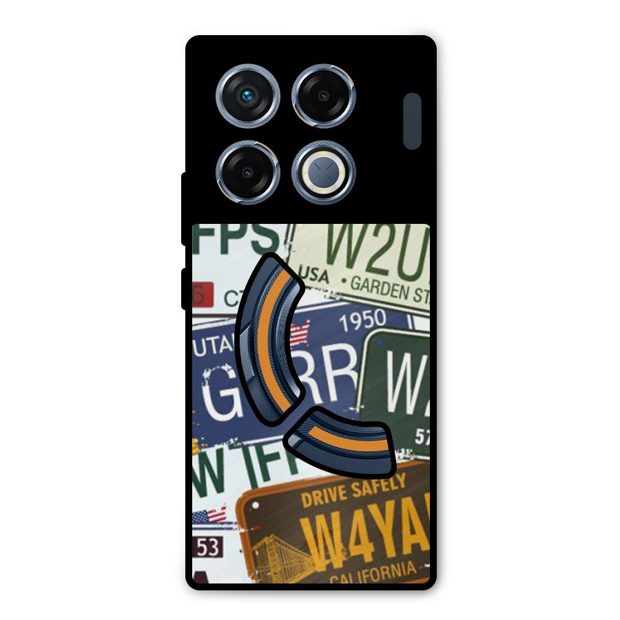 Vintage License Plates Metal Back Case for Infinix GT 20 Pro