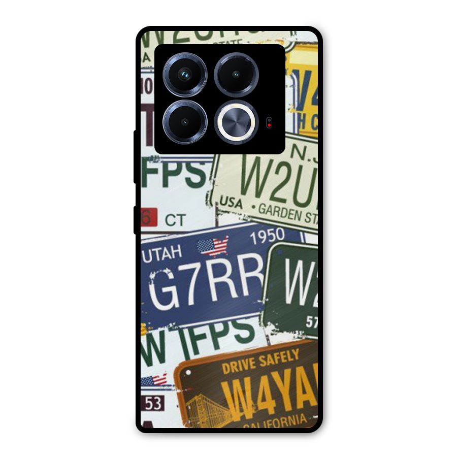 Vintage License Plates Metal Back Case for Infinix Note 40 5G