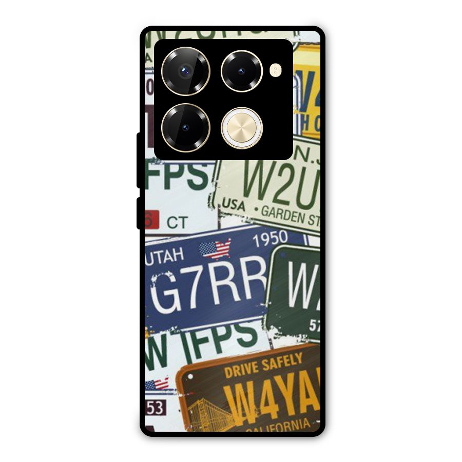 Vintage License Plates Metal Back Case for Infinix Note 40 Pro Plus