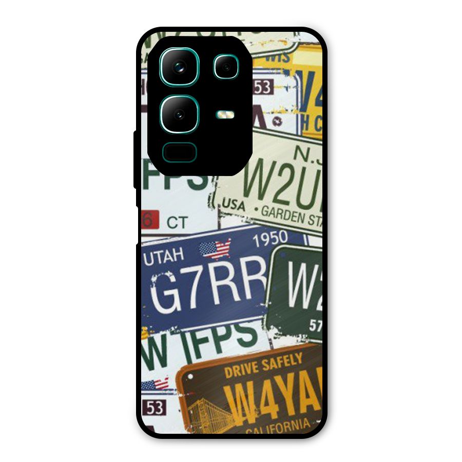Vintage License Plates Metal Back Case for Infinix Note 50x