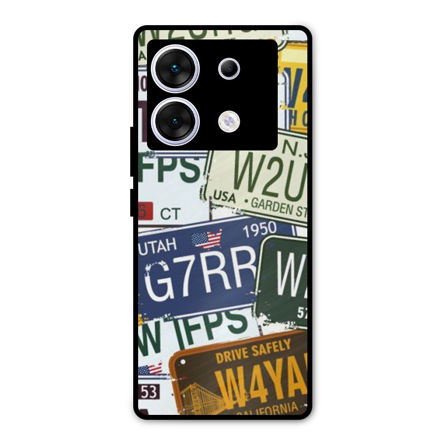 Vintage License Plates Metal Back Case for Infinix Zero 30 5G