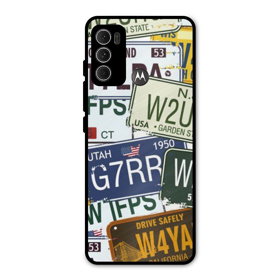 Vintage License Plates Metal Back Case for Moto G60