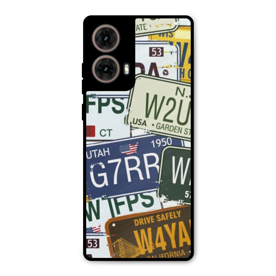 Vintage License Plates Metal Back Case for Moto G85
