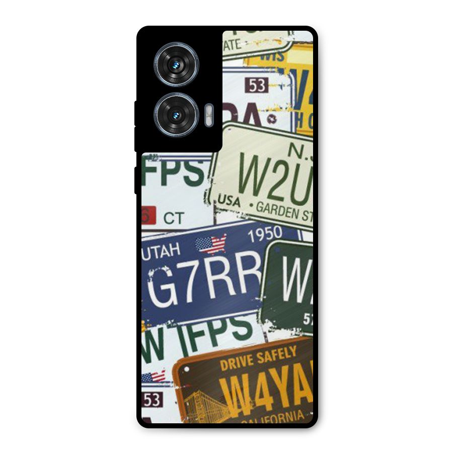 Vintage License Plates Metal Back Case for Motorola Edge 50 Fusion