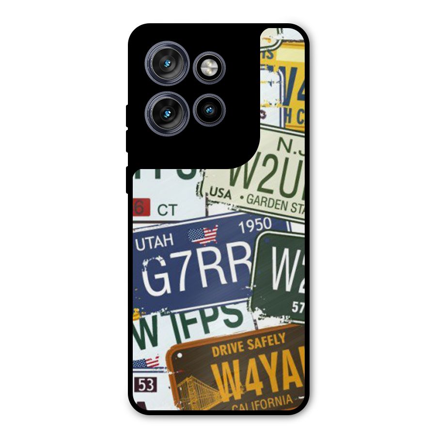 Vintage License Plates Metal Back Case for Motorola Edge 50 Neo