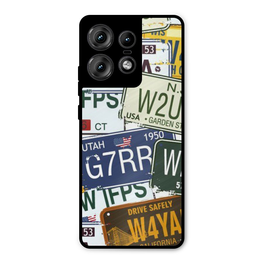 Vintage License Plates Metal Back Case for Motorola Edge 50 Pro