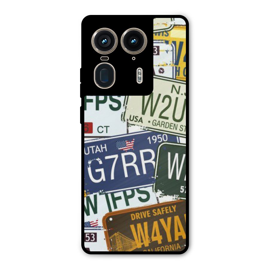Vintage License Plates Metal Back Case for Motorola Edge 50 Ultra