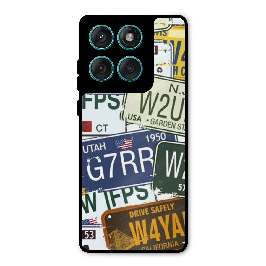 Vintage License Plates Metal Back Case for Motorola Edge 60