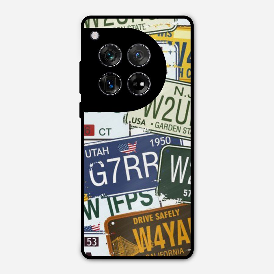 Vintage License Plates Metal Back Case for OnePlus 12