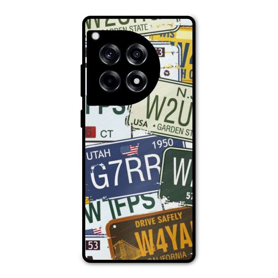 Vintage License Plates Metal Back Case for OnePlus 12R