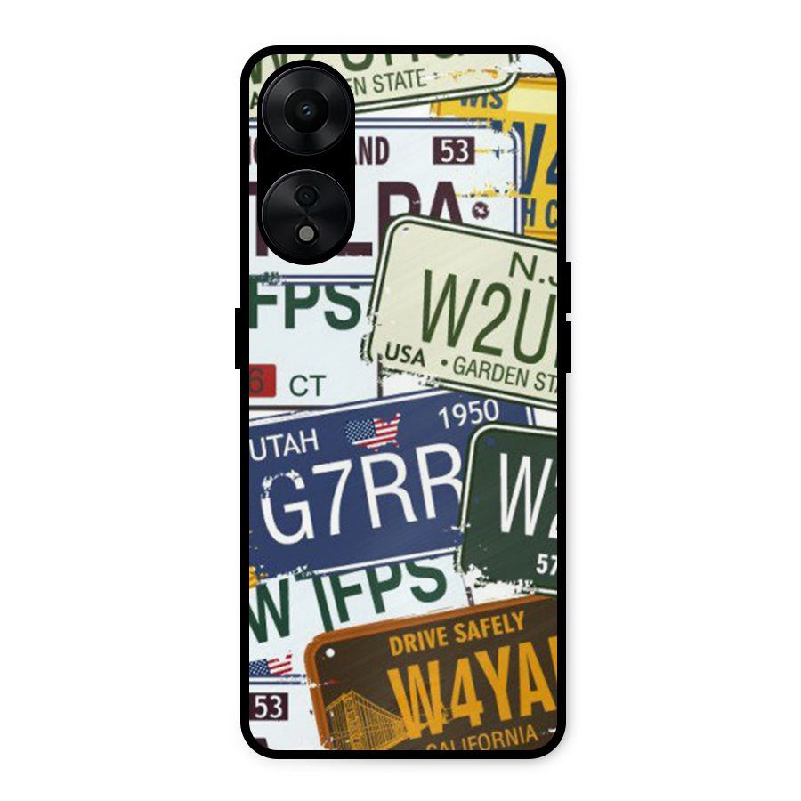 Vintage License Plates Metal Back Case for Oppo A78 5G