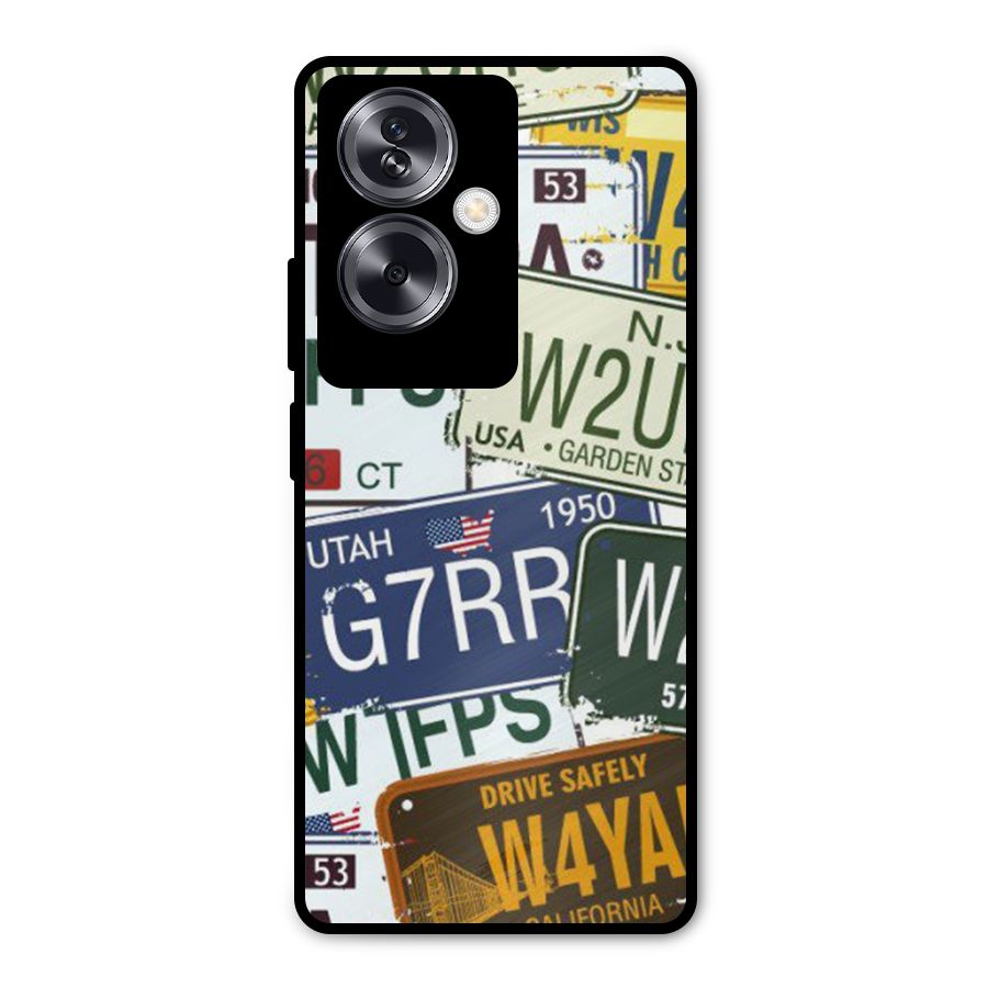 Vintage License Plates Metal Back Case for Oppo A79 5G