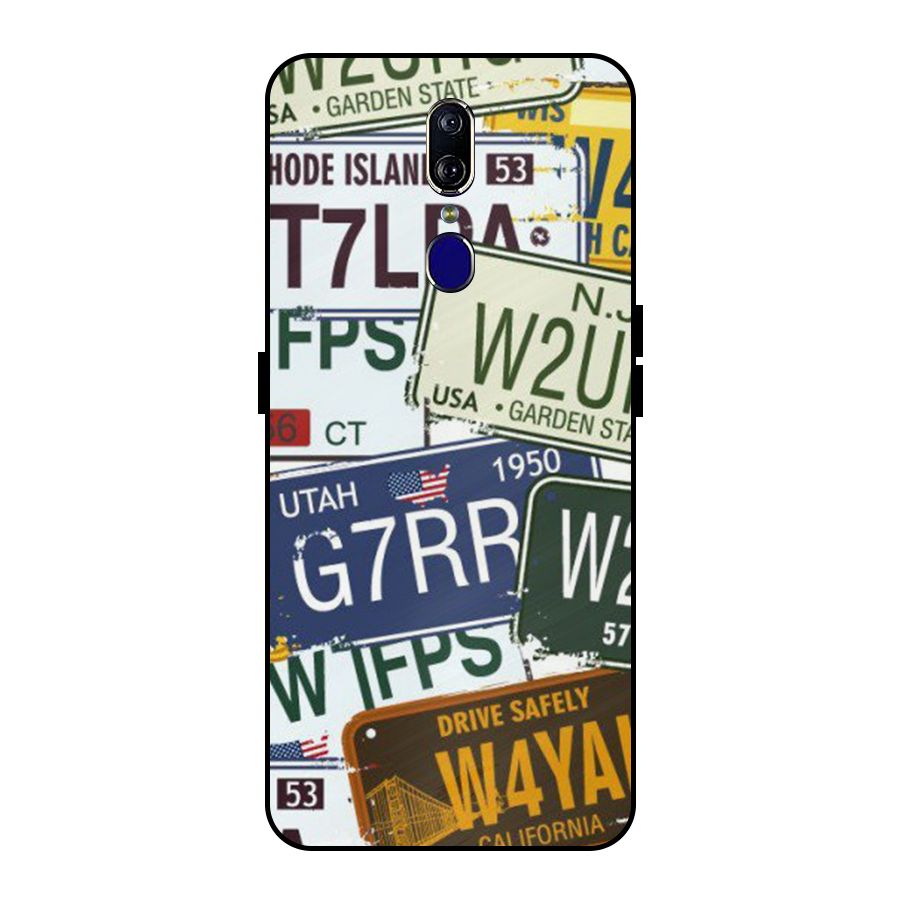 Vintage License Plates Metal Back Case for Oppo F11