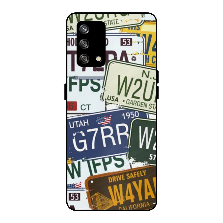 Vintage License Plates Metal Back Case for Oppo F19