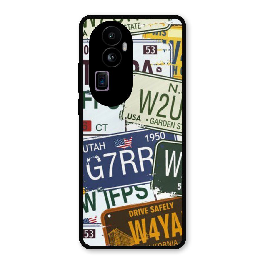 Vintage License Plates Metal Back Case for Oppo Reno10 Pro Plus